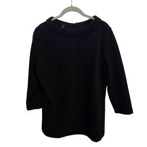 Talbots Black Portrait Collar Jackie O Button Back Vintage Inspired Top Size 1X